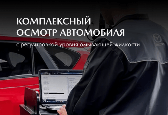 Комплексный осмотр автомобиля Mazda с регулировкой уровня омывающей жидкости